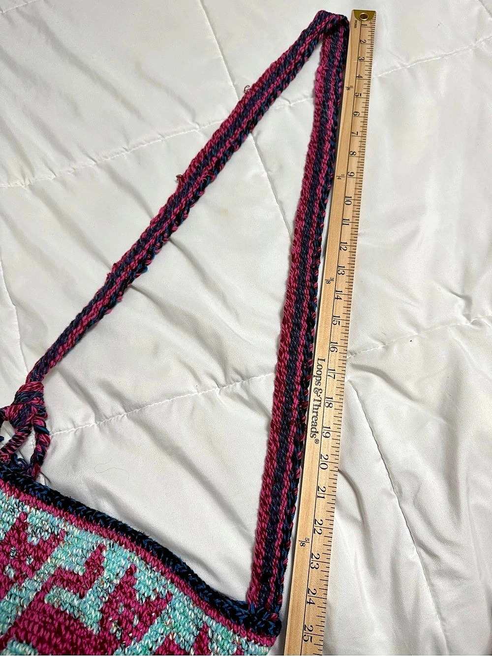 Handwoven Cat/Kitty Crossbody Guatemalan Morral Bag in Pink & Blue - Picture 7 of 7